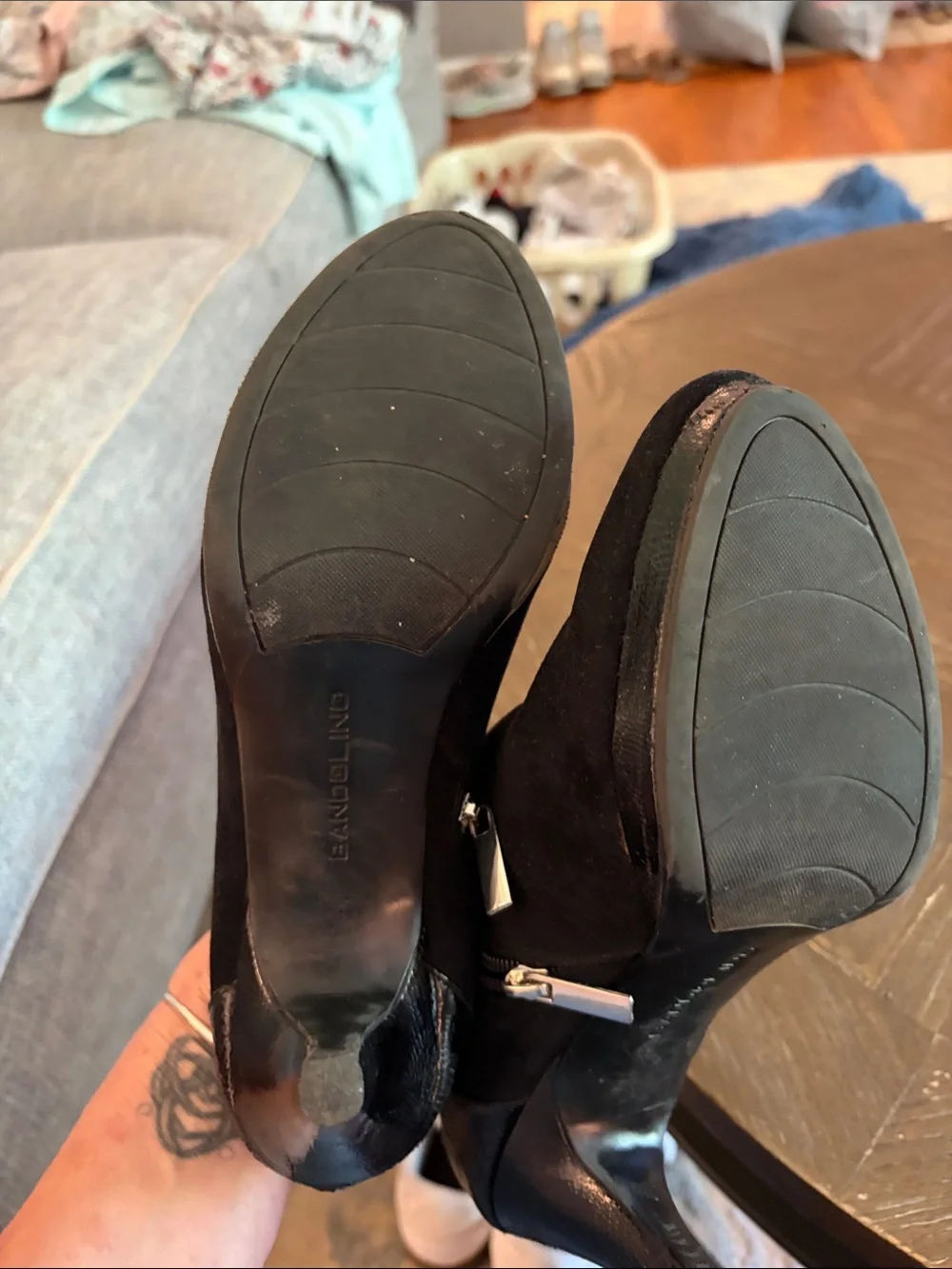 Women's Black Suede Ankle Booties - Heels